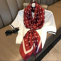 Neck scarf Women Polka Dot Square Scarf Ribbon Scarves Kerchief Red and ... - £21.50 GBP