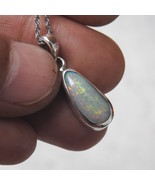 Solid Lightning Ridge Natural Opal Silver Pendant Necklace - $124.99