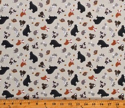 Cotton Woodland Animals Bears Deer Kids Tan Fabric Print by the Yard D386.27 - £10.32 GBP