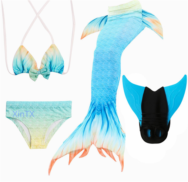 New arrive!Kids Mermaid Tail With Monofin Fancy Girls Swimsuit Bikini Costume