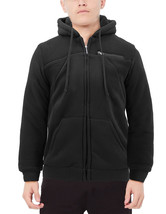 Boy&#39;s Black Quilted Moto Sherpa Fleece Lined Zip Up Kids Hoodie Jacket L - £15.69 GBP