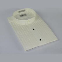 Men's Tuxedo shirt By Classix Banded Collarless Formal Pleated Front M06 Ivory image 3