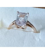 10K Yellow Gold Light Violet Kunzite Octagon Solitaire Ring, Size 7, 2.7... - $480.26 CAD
