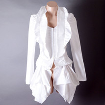 White Victorian Steampunk Ruffle Shirtwaist Bustle Tailcoat Top S M L XL... - $54.84 CAD