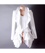 White Victorian Steampunk Ruffle Shirtwaist Bustle Tailcoat Top S M L XL... - $54.84 CAD