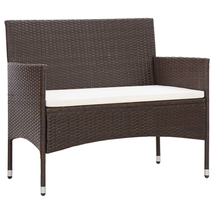 Outdoor Garden Patio Balcony Brown Poly Rattan Sofa Bench Chair With Cus... - $134.20