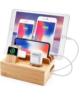 6in1 Multi Device Bamboo Charging Station, USB Charger Stand for Phones,... - $931.84 MXN