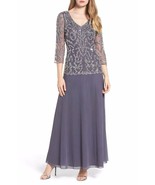 Pisarro Nights Embellished Mesh Gown Sz 2 Smoke - €76,20 EUR