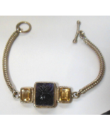 925 Silver Amethyst and Citrine Toggle Bracelet 7.5&quot; long - $89.27 CAD