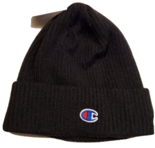 Champion Mens Logo Cuffed Ribbed Beanie Black OS NWT 1792 - £10.92 GBP