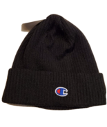 Champion Mens Logo Cuffed Ribbed Beanie Black OS NWT 1792 - $264.00 MXN