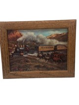 Vintage Train Locomotive The Crossroads Horse Carriage Framed Print  8&quot; x 9.5&quot; - £10.11 GBP