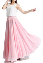 Pink Maxi Chiffon Skirt Outfit Women Plus Size Chiffon Maxi Skirt Beach Skirt