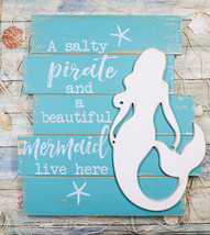 Ebros Mermaid Starfish Wall Decor A Salty Pirate And Beautiful Mermaid Live Here - £25.72 GBP