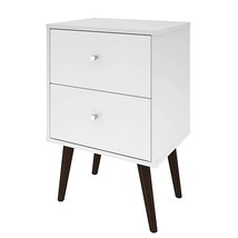 White Modern Mid-Century Style 2-Drawer Side Table Nightstand - $3,412.91 MXN