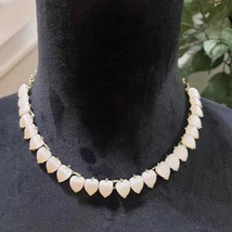 Womens Modern Fashion White Faux Pearl Heart Choker Stylish Necklace - £19.67 GBP