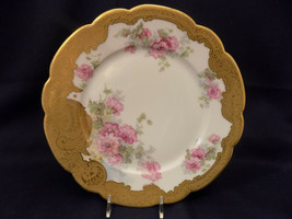 Raphael Weill &amp; Co. Gold Embossed Floral Limoges 9 3/4&quot; Plate - Excellent - £78.59 GBP