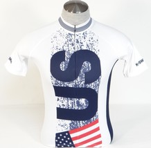 K-Swiss USA Kwick Dri White Red Blue 3/4 Zip Short Sleeve Cycling Jersey Men&#39;s - £72.10 GBP