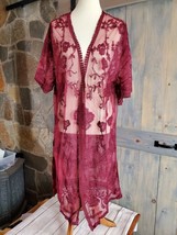 rue21 Rue 21 Nightgown Maroon Lace Open Front Gown Robe Size L - £11.03 GBP