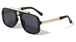 Dweebzilla Khan Classic Square Sport Pilot Aviator Sunglasses (Black &amp; Gold Fram - £9.54 GBP