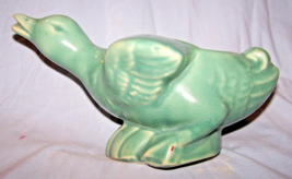 Vintage Glossy Green Unmarked Flying Duck Planter-Mid-Century Modern - $14.50