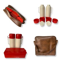 Complete Vintage Aladdin Thermos Picnic Set in Leather Case Dura Clad HY-LO EUC - £22.27 GBP