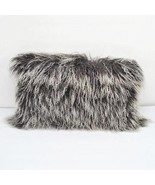 Tibetan lamb fur pillow Cover Mongolian lamb fur pillow -  Frosted Grey ... - $70.00+