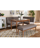 Mabel Gray Fabric Upholstered 4Pc Wood Dining Nook Set - $1,764.66 CAD