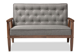 Kennedy Gray Fabric Upholstered Wooden 2-seater Loveseat - $5,931.16 MXN