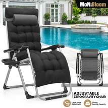 [Removable Cushion]Zero Gravity Chair Folding Beach Lounge Recliner W/Cup Holder - £88.51 GBP