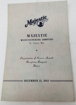 Majestic Manufacturing Oven Ranges 1943 Service Awards Program St. Louis - £14.92 GBP
