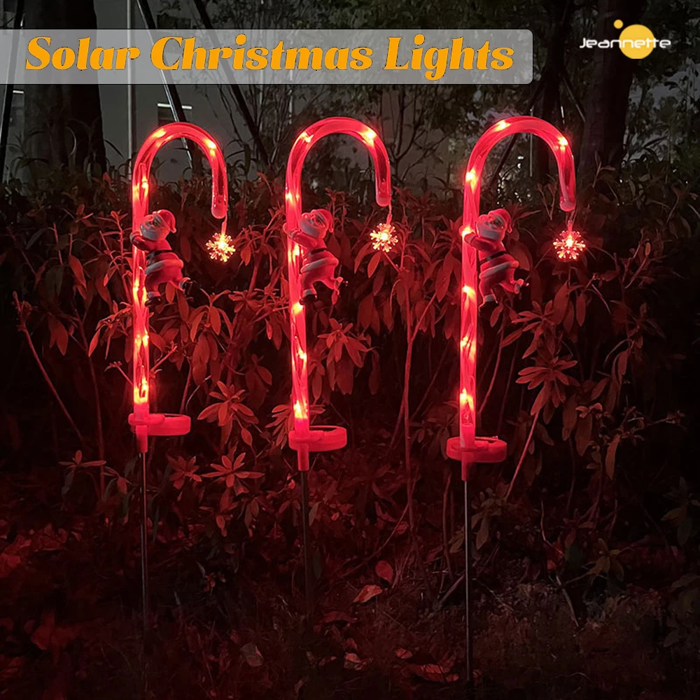 2PCS Candy Cane LED Solar Lights Christmas Lights Navidad Decor Outdoors Waterpr - £75.00 GBP