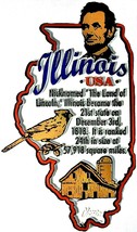 Illinois The Land of Lincoln State Outline Montage Fridge Magnet - £4.68 GBP