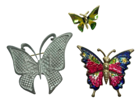 Vintage Butterfly Brooch Pin lot Boho Insect Woodland kitsch cottagecore... - $14.82