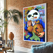 Purple Panda Funny Picture Money Bag Canvas Painting - $4.24+