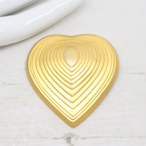 Stylish Vintage Signed Guerlain Paris Concentric Gold Heart BROOCH Pin Jewellery - £44.07 GBP