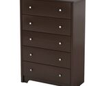Dark Brown Chocolate Wood Finish 5-Drawer Bedroom Chest of Drawers - $408.62
