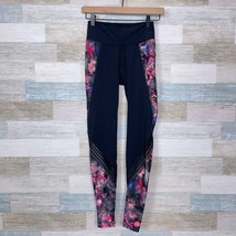 Marika Floral Mesh Activewear Leggings Black Pink Mid Rise Yoga Gym Wome... - £7.90 GBP