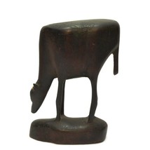 Hand Carved African Tribal Hard Dark Wood Sculpture of Antelope Animal 7... - $24.72