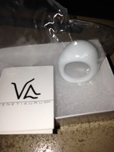 brand new hand made in Italy white Murano glass ring size 7.5 - $26.15