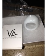 brand new hand made in Italy white Murano glass ring size 7.5 - £20.45 GBP