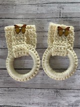 SET OF 2 IVORY 100% COTTON RING TOWEL TOPPERS - $184.53 MXN