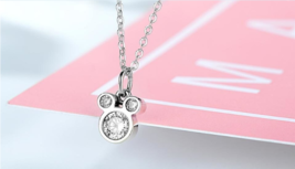 925 Sterling Silver Disney&#39;s Mickey Mouse Cubic Zirconia Pendant Necklace - £20.47 GBP