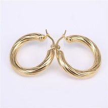 Big Earrings New Trendy Gold color Hoop Earrings Jewelry Wholesale Round Large S - £9.86 GBP
