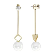 Daniela Swaebe 18K Chapado en Oro What Un Tuerca Lineal Gota Vidrio Aretes Nwt - $18.75