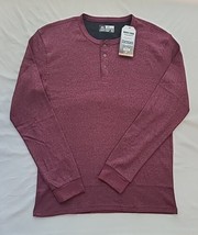 Avalanche Mens Size XL Henley Thermal Long Sleeve Shirt Waffle Knit Maroon - $14.73