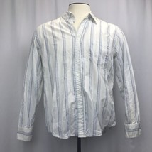 Aeropostale Mens Dress Shirt Blue White Stripe Long Sleeve Button Up Size Medium - $12.52