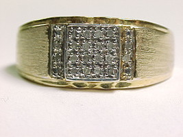 MEN&#39;S DESIGNER Signed GOLD on Sterling Vintage RING with 20 Genuine DIAM... - £310.61 GBP