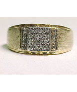 MEN&#39;S DESIGNER Signed GOLD on Sterling Vintage RING with 20 Genuine DIAM... - $395.00