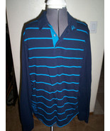 MEN&#39;S  GUYS ZOO YORK LONG SLEEVE POLO  SHIRT NAVY BLUE TURQUOISE STRIPES... - $704.20 MXN
